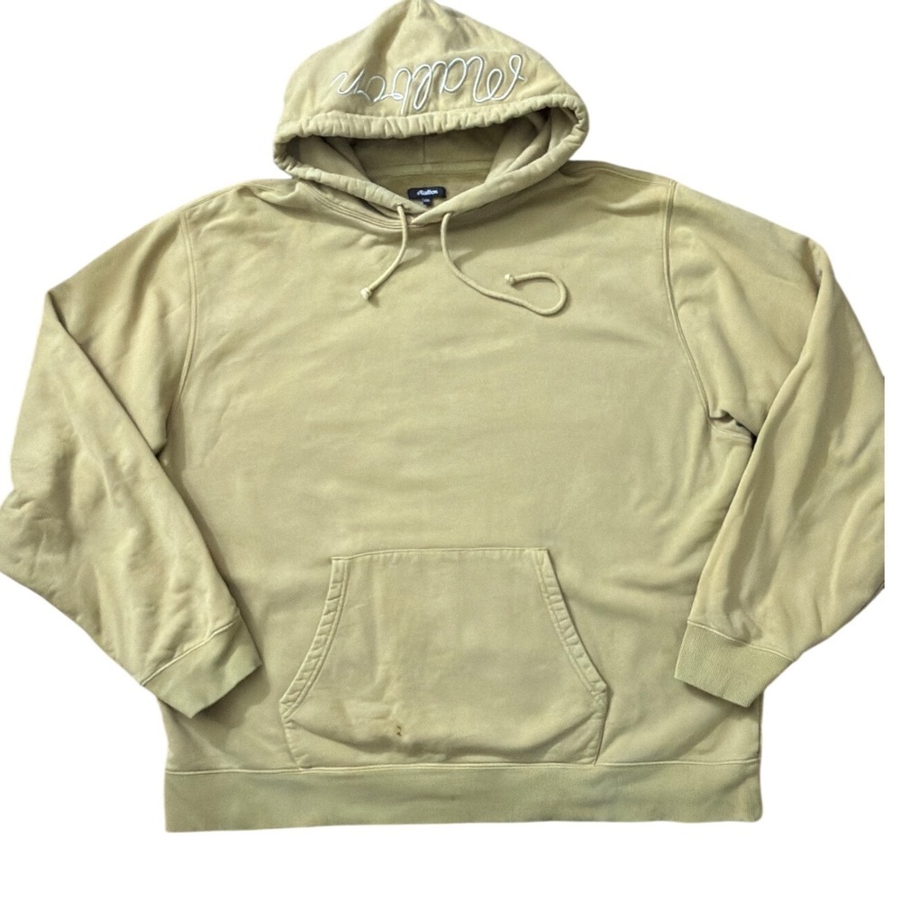 Malbon Quincy Golf Script Logo Hoodie Mens XXL Tan Khaki Cotton Sweatshirt